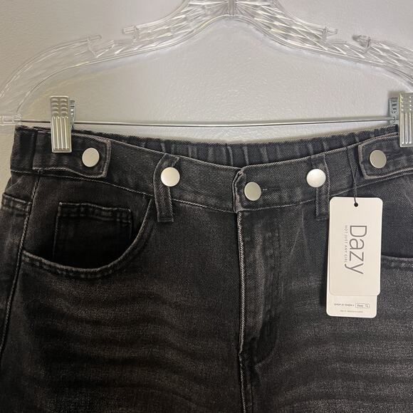 NWT Dazy Women's Black Wide Leg Jeans Boho Elastic Waistband Sz XL - Picture 7 of 15